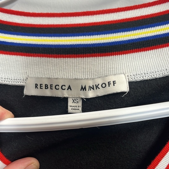 Rebecca Minkoff Women's Black Kristine Sweatshirt V neck Stripes size XS - Picture 3 of 4
